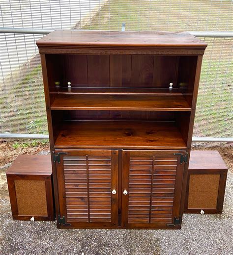 Rare Vintage Ethan Allen Antiqued Pine Upper Stereo Cabinet Etsy