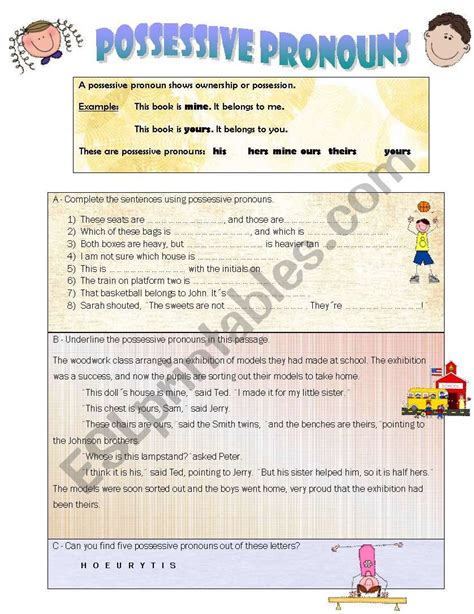 Possessive Pronouns Esl Worksheet By Tesea Hot Sex Picture