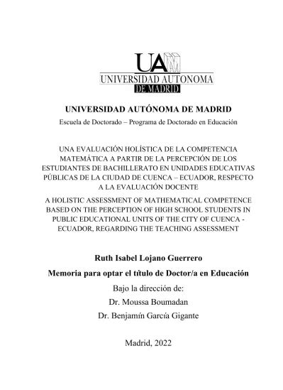 Una evaluación holística de la Competencia Matemática a partir de la