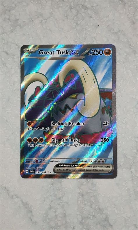 Pokemon Tcg Great Tusk Ex Full Art Scarlet Violet Hobbies Toys