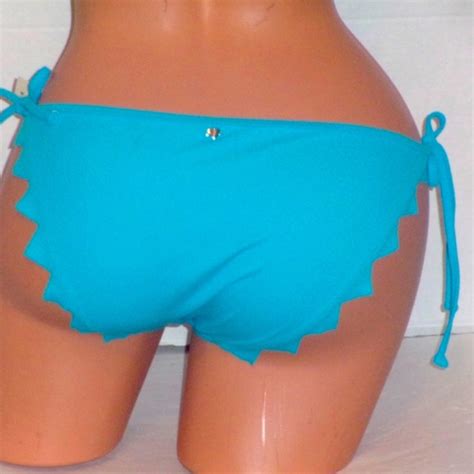 Victoria S Secret Swim Victorias Secret Shark Bite Blue Ruffle Scallop Swim String Bikini