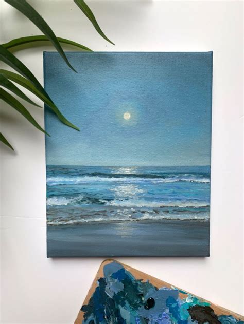 Moonlight ocean 🌊🌙🦋 | Art painting, Sky art painting, Ocean art painting