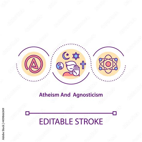 Atheism and agnosticism concept icon. Disbelief in religion ...