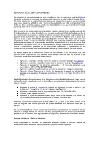 Educacion Del Paciente Con Diabetes Pdf