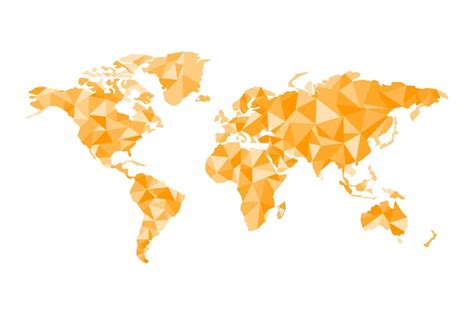 Premium Vector Origami World Map In Orange Polygons Vector