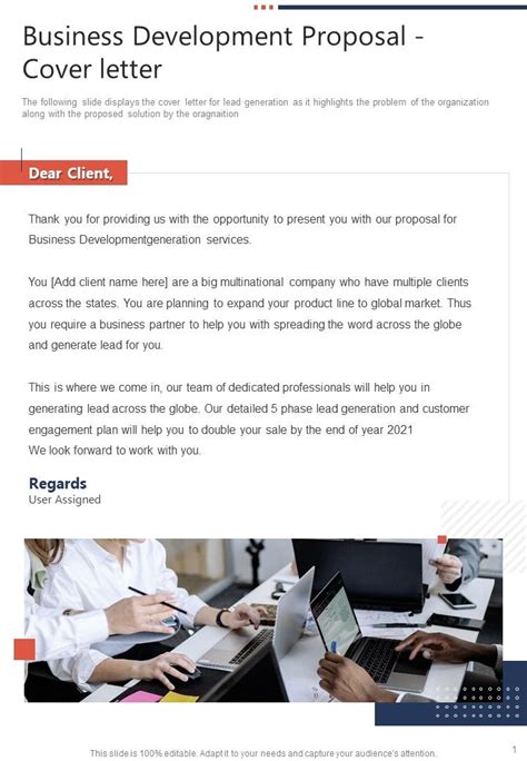 Business Development Proposal Cover Letter One Pager Sample Example Document Presentation