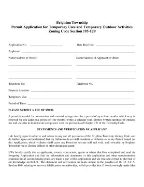 Fillable Online Permit Application For Temporary Uses And Temporary