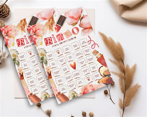 Printable Bridal Shower Bingo Game Cards Wedding Party Game Bridal