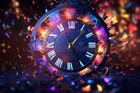 Countdown Clock Striking Midnight at a Vibrant Stock Illustration - Illustration of midnight ...