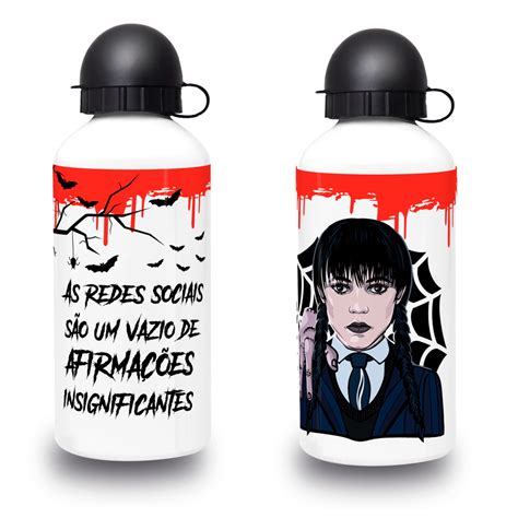 Squeeze Wandinha Addams Personalizada Frases Alumínio Elo7