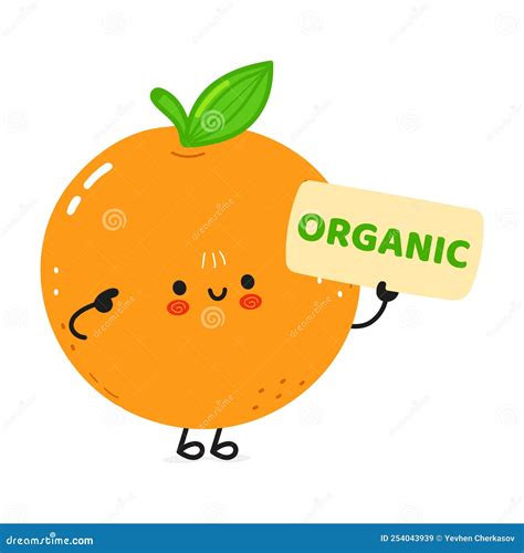 Cute Funny Orange Fruit Poster Character Vector Hand Drawn Cartoon