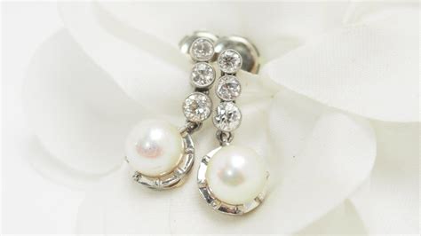 Proantic Boucles D Oreilles En Or Blanc Diamants Et Perles De Cultur