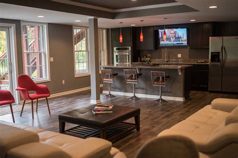 Brick Living Room Timber Frame House Basement Remodeling Basement