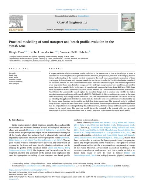 Pdf Practical Modelling Of Sand Transport And Beach Profile Evolution