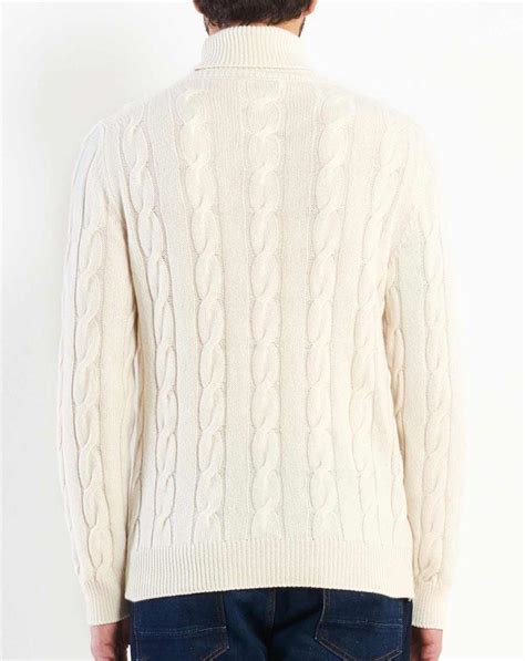 Mens Cable Knit Cashmere Turtleneck Maisoncashmere