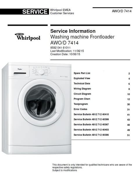 Manual For Whirlpool Washing Machine