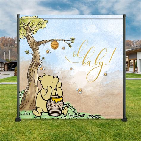 Classic Winnie The Pooh Baby Shower Vinyl Backdrop Baby Etsy