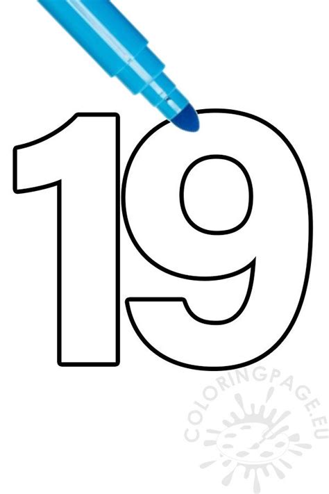 Number 19 Template Pdf Coloring Page