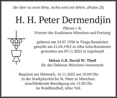 Traueranzeigen Von Peter Dermendjin Trauer Merkur De