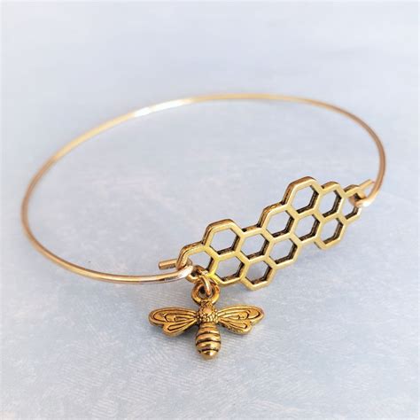 Honey Bee Bee Hive Bumble Bee Bracelet Bumble Bee Jewelry Bumble Bee Bangle Bracelet Gold