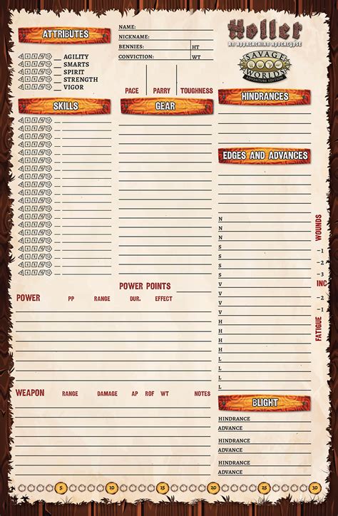 Holler: An Appalachian Apocalypse for Savage Worlds – Character Sheet ...