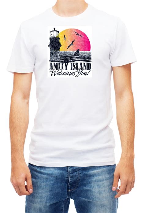 Amity Island Welcomes You Jaws Short Sleeve White Men T Shirt K