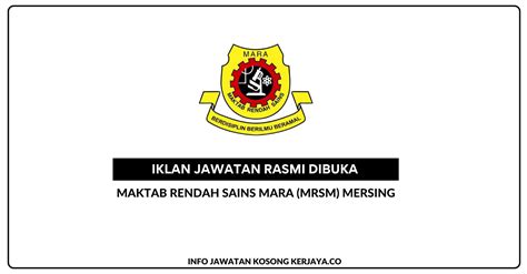 Jawatan Kosong Terkini Maktab Rendah Sains Mara Mrsm Mersing