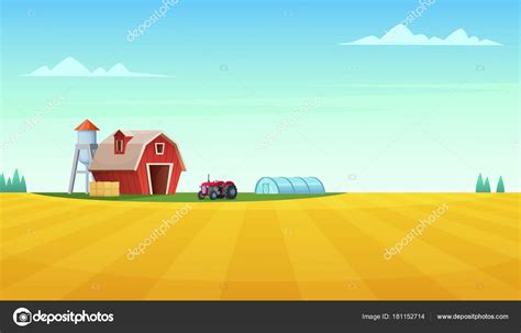 Farm landscape with yellow fields. Rural nature view. Stock Vector Image by ©DemianVS #181152714