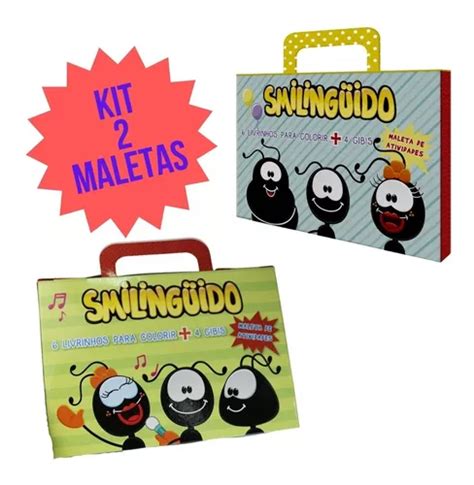 Kit Infantil Maletas Smilinguido Livro De Colorir Gibis Frete Gr Tis