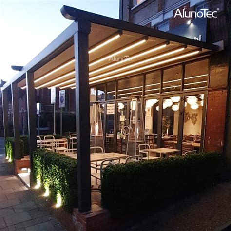 Outdoor Wind Resistance Waterproof Aluminium Pvc Retractable Awning Roof With Led Buy