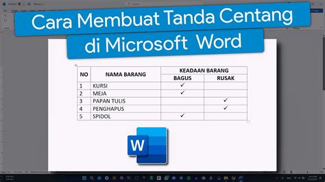 Cara Membuat Tanda Centang Di Word Youtube