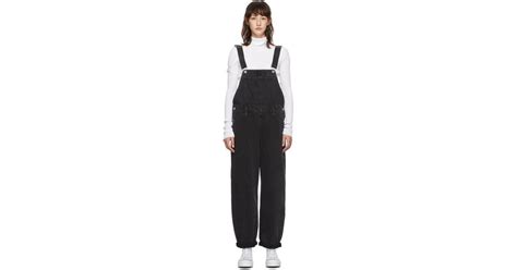 Levis Black Baggy Overalls Lyst