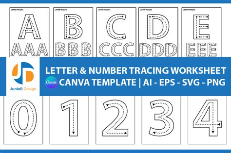 Letter And Number Tracing Worksheets Graphic By Junior Design