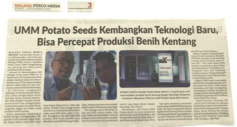 Umm Potato Seeds Kembangkan Teknologi Baru Bisa Percepat Produksi