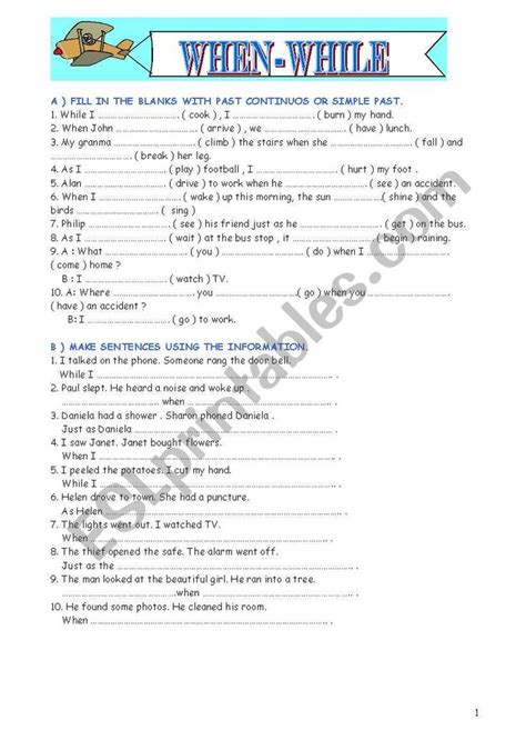 When While Esl Worksheet By Elam Grammar Worksheets Teaching