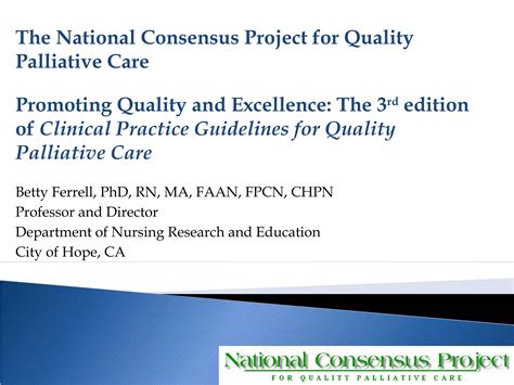 National Consensus Project Clinical Practice Guidelines Dissemination Ppt