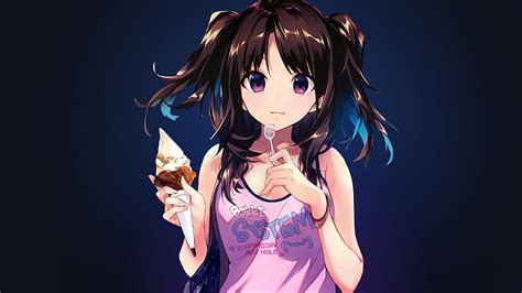 Anime Girl With Ice Cream Backgrounds 62680 3840x2160px Anime Cute Girls High School Hd