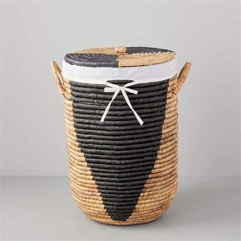 Woven Seagrass Lidded Hampers Naturalblack Lidded Hamper Hamper