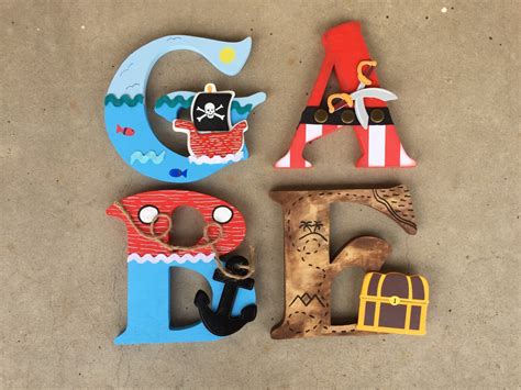 Pirate Letters Wooden Pirate Letters Pirate Nursery Decor