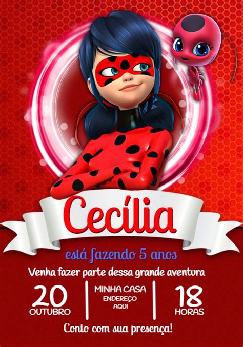 Convite Anivers Rio Lady Bug E Cat Noir Em Convite De