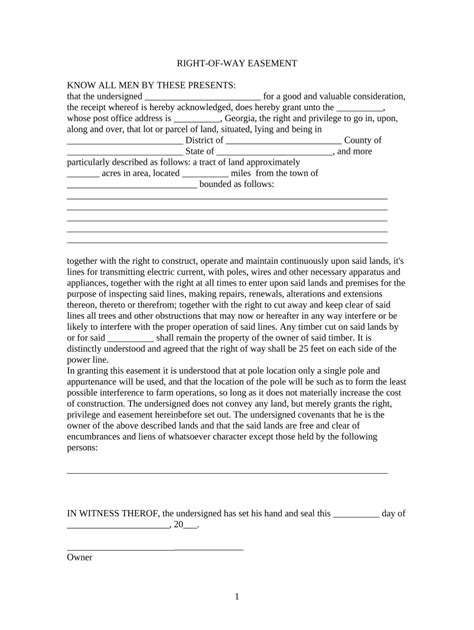 Right Of Way Easement Doc Template Pdffiller