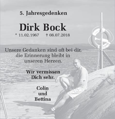 Traueranzeigen Von Dirk Bock Sich Erinnern De