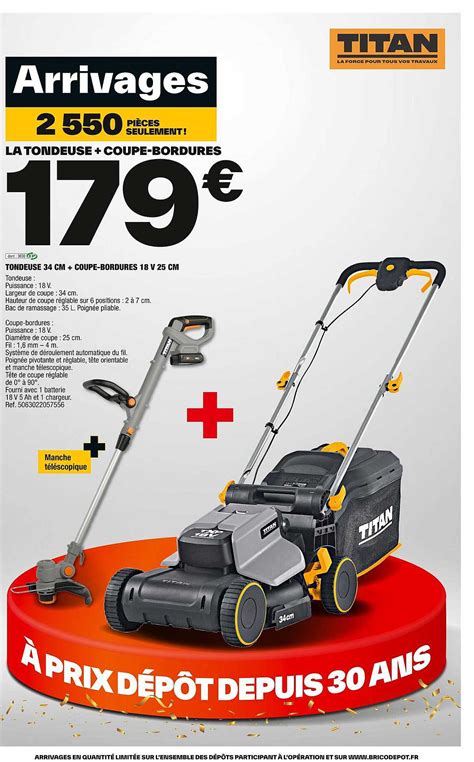 Promo Tondeuse Cm Coupe Bordures V Cm Titan Chez Brico D P T