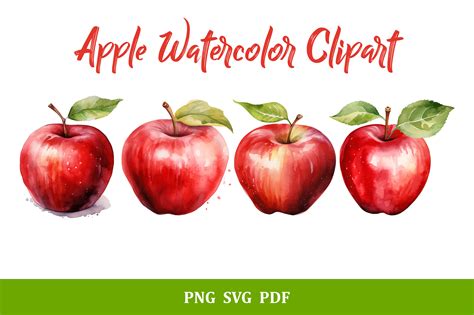 Apple Watercolor Clipart Graphic by xadartstudio · Creative Fabrica