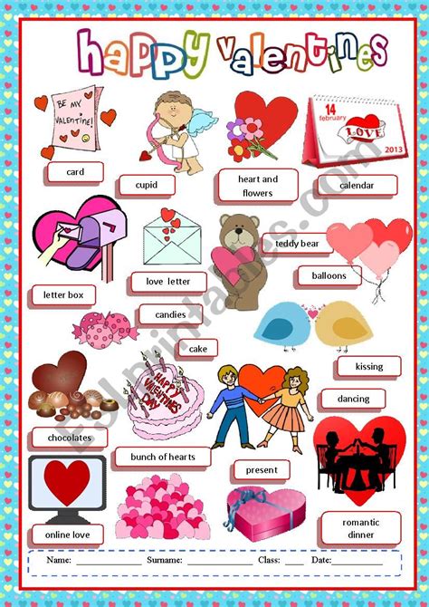 Valentines Day Vocabulary Esl Worksheet By Despinacy