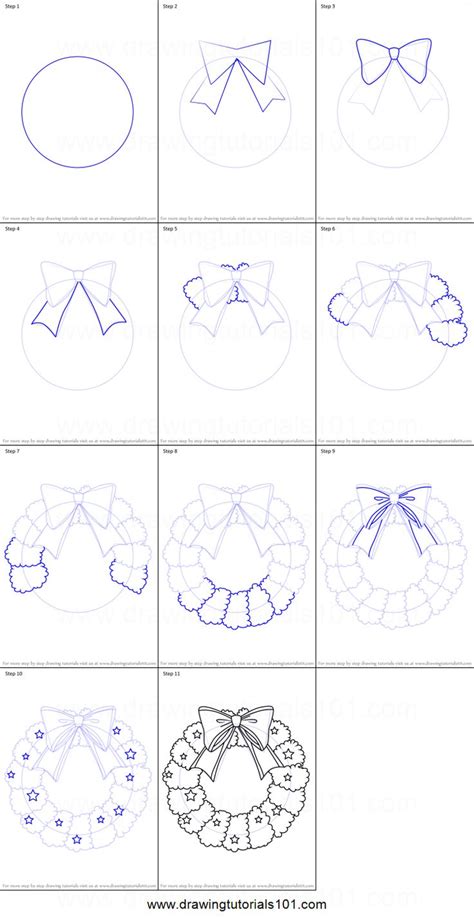 Christmas Holidays Christmas Wreaths Drawing Sheet Step By Step