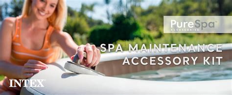 Intex Purespa Hot Tub And Spa Maintenance Accessory Kit With Curved Brush Mesh Net Skimmer And