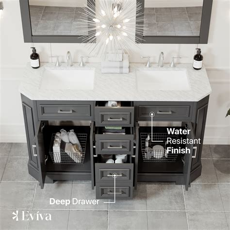 Eviva Glory 60 Dark Grey Bathroom Vanity With Carrara Marble Counter