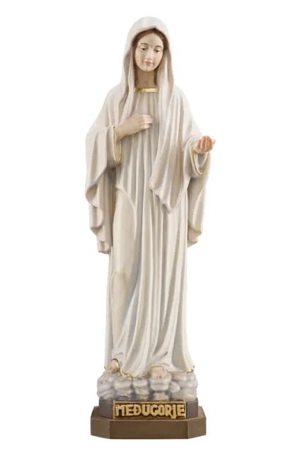 Statue Madonna Medjugorje Sculpt En Bois De La Val Gardena Fabriqu