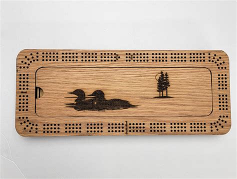 Laser Engraved Loon Scene 3 Track Cribbage Board With Storage - Etsy
